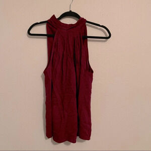Bishop + Young burgundy high neck blouse